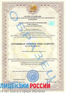 Образец сертификата соответствия аудитора №ST.RU.EXP.00006191-1 Всеволожск Сертификат ISO 50001